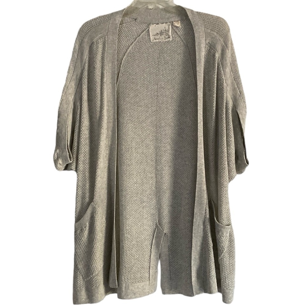 Angel of the North Light Gray Cotton Open Cardigan Cozy Lightweight Sweater knit